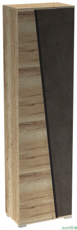 Стреза ПС-1 Шкаф для одежды (600*400*2200) Дуб Галифакс натуральный, Бетон Чикаго темно-серый