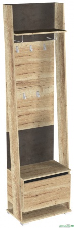 Стреза ПС-2 Шкаф открытый с вешалкой (600*375*2200) Дуб Галифакс натуральный, Бетон Чикаго темно-серый