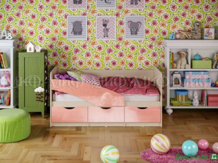 Детская кровать &quot;Бабочки&quot; 1800 Розовый
