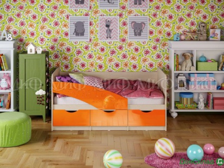 Детская кровать &quot;Бабочки&quot; 1600 Оранжевый