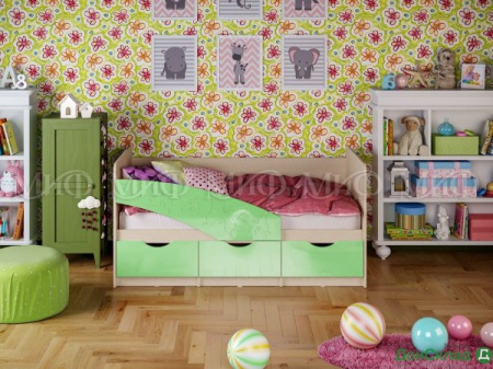 Детская кровать &quot;Бабочки&quot; 2000 Салатовый