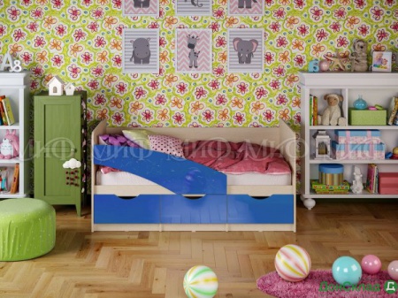 Детская кровать &quot;Бабочки&quot; 1800 Синий
